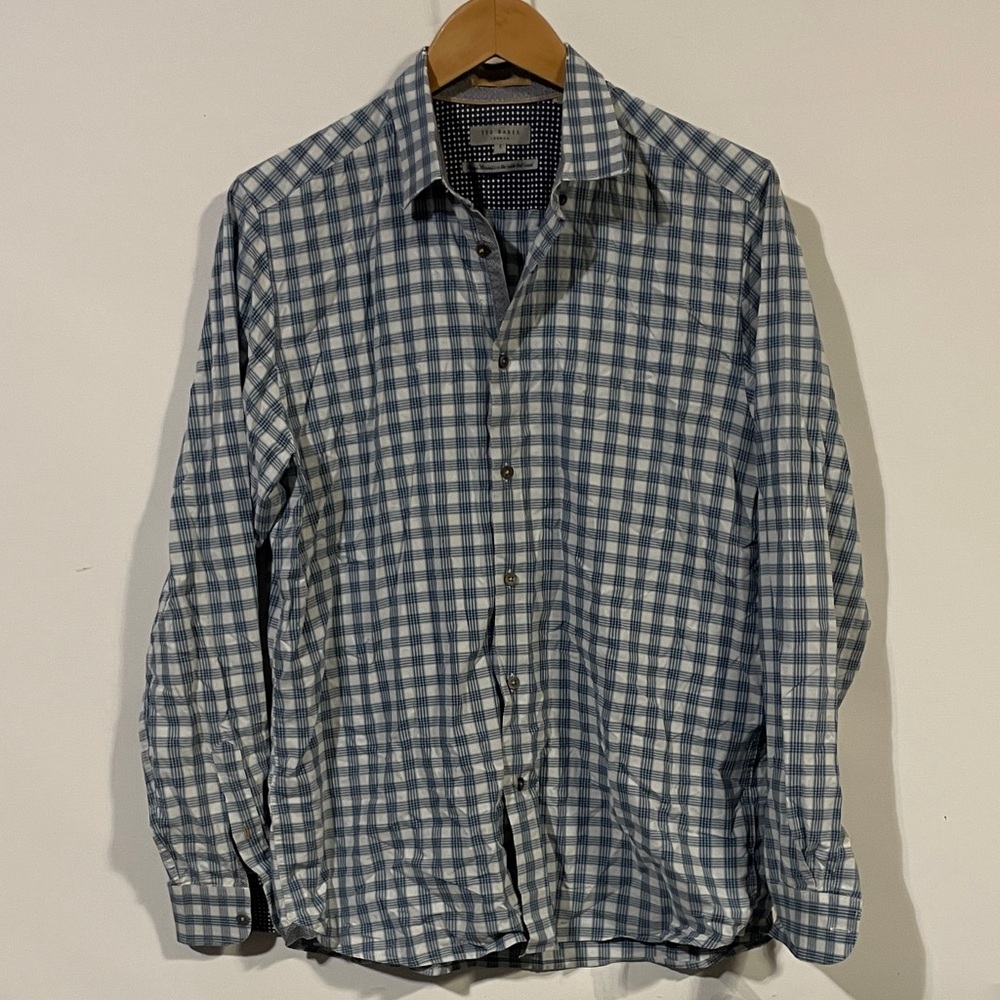 Ted Baker London Blue and White Checkered Shirt